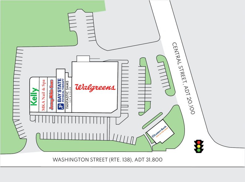 Site plan of Walgreens Plaza in Stoughton, MA