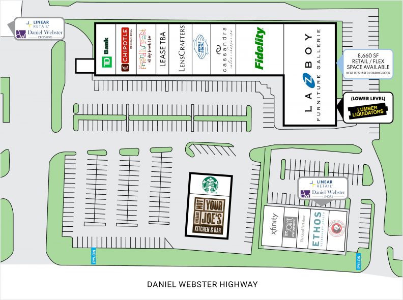 Site plan for Daniel Webster Plaza at 225 Daniel Webster Highway in Nashua, NH