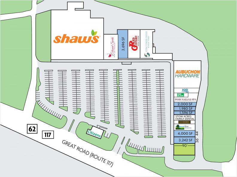 Site Plan for Stow Shopping Center at 117 Great Road in Stow, MA