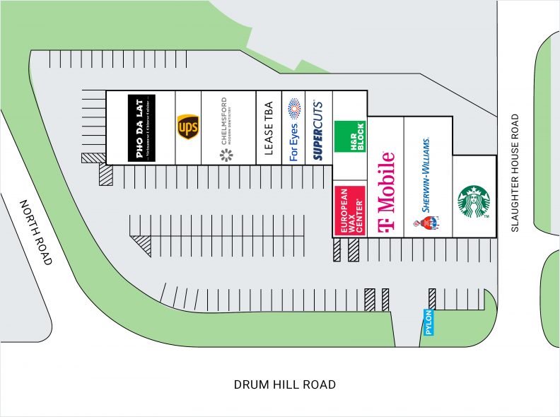 Site Plan for Chelmsford Plaza on Drum Hill Road in Chelmsford, MA