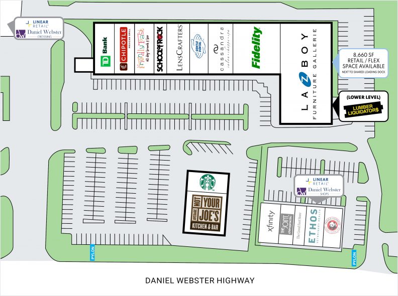 Site plan for Daniel Webster Plaza at 225 Daniel Webster Highway in Nashua, NH