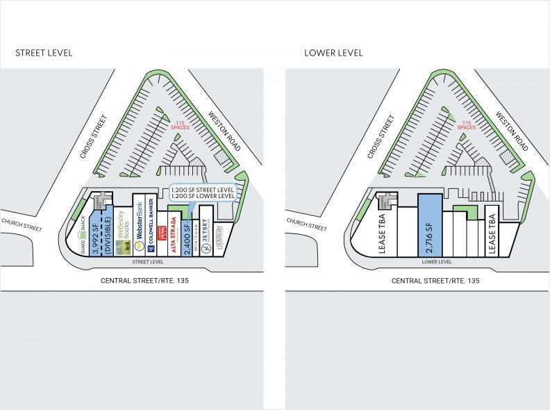 Site plan for 74 Central Street at Central Plaza in Wellesley, MA