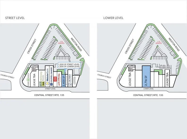 Site plan for 74 Central Street at Central Plaza in Wellesley, MA