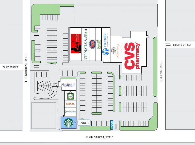 Site plan for East Greenwich Commons at 555 Main Street in East Greenwich, RI