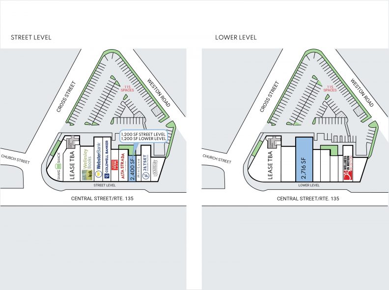 Site plan for 74 Central Street at Central Plaza in Wellesley, MA