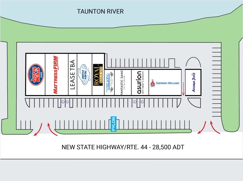 Site plan for Raynham Plaza at 325 New State Highway / Rte. 44 in Raynham, MA