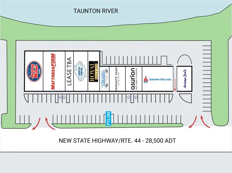 Site plan for Raynham Plaza at 325 New State Highway / Rte. 44 in Raynham, MA
