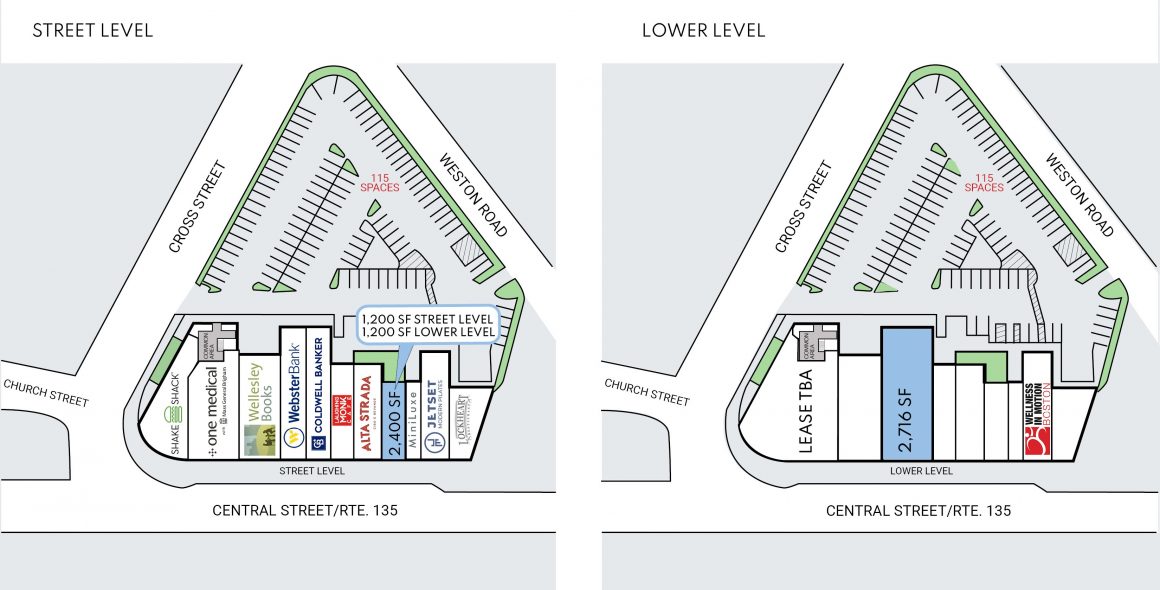 Site plan for 74 Central Street at Central Plaza in Wellesley, MA