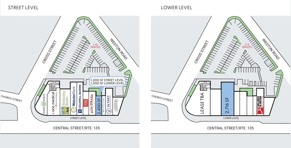 Site plan for 74 Central Street at Central Plaza in Wellesley, MA