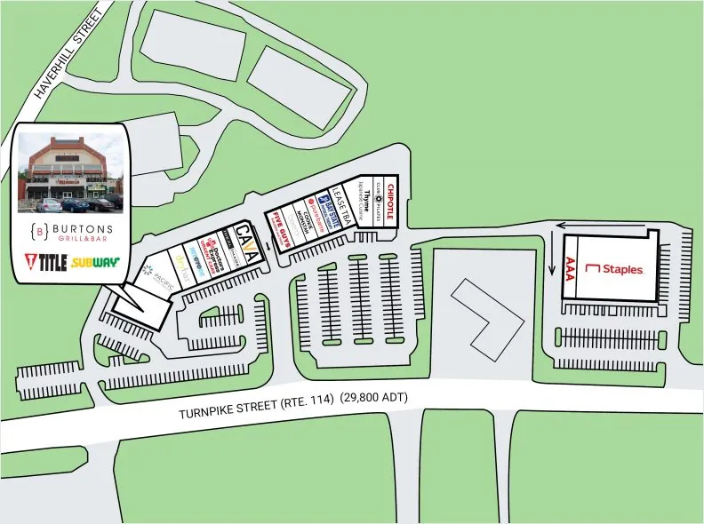 Site Plan of Eaglewood Shops at 175 Turnpike Street in North Andover, MA