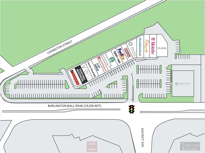 Site plan for Burlington Marketplace at 68 Burlington Mall Road in Burlington, MA
