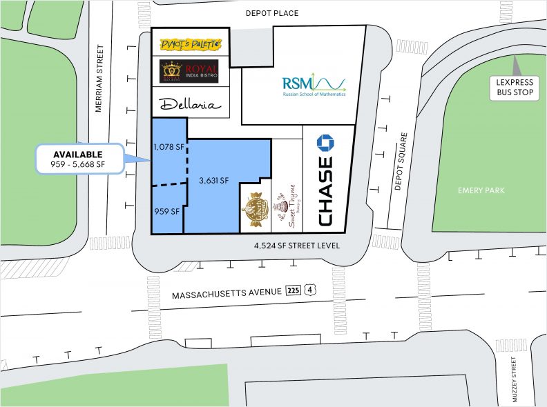 Lexington, MA Mass Ave site plan Giroux Building at 1833-1853 Mass Ave
