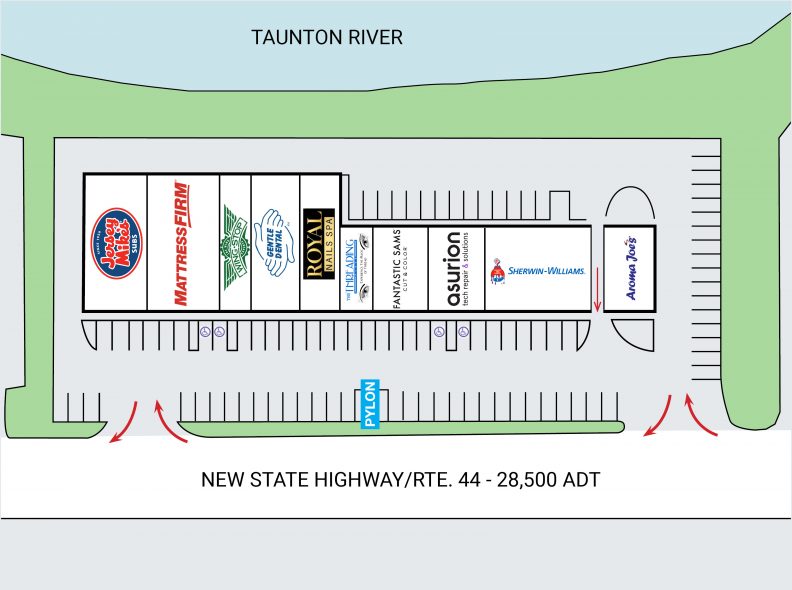 Site plan for Raynham Plaza at 325 New State Highway / Rte. 44 in Raynham, MA