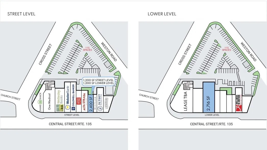 Site plan for 74 Central Street at Central Plaza in Wellesley, MA