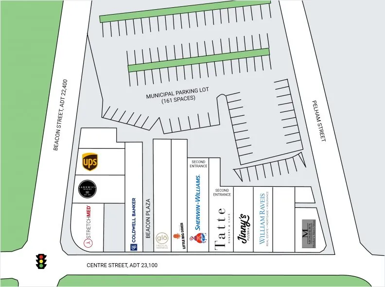 Site plan for 1241 Centre Street in Newton, MA