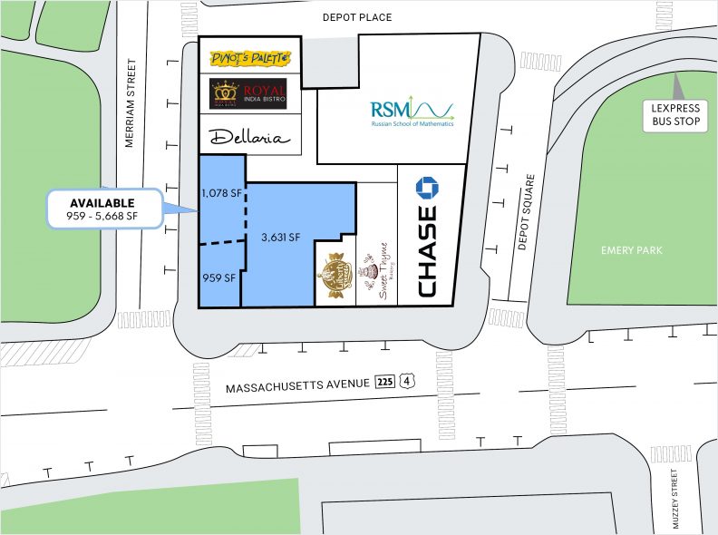 Lexington, MA Mass Ave site plan Giroux Building at 1833-1853 Mass Ave