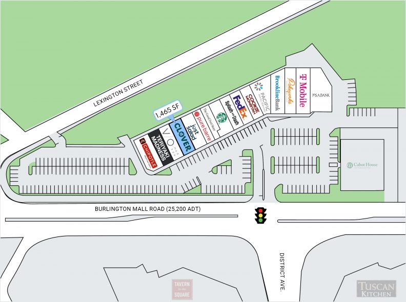 Site plan for Burlington Marketplace at 68 Burlington Mall Road in Burlington, MA