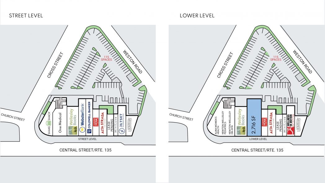 Site plan for 74 Central Street at Central Plaza in Wellesley, MA