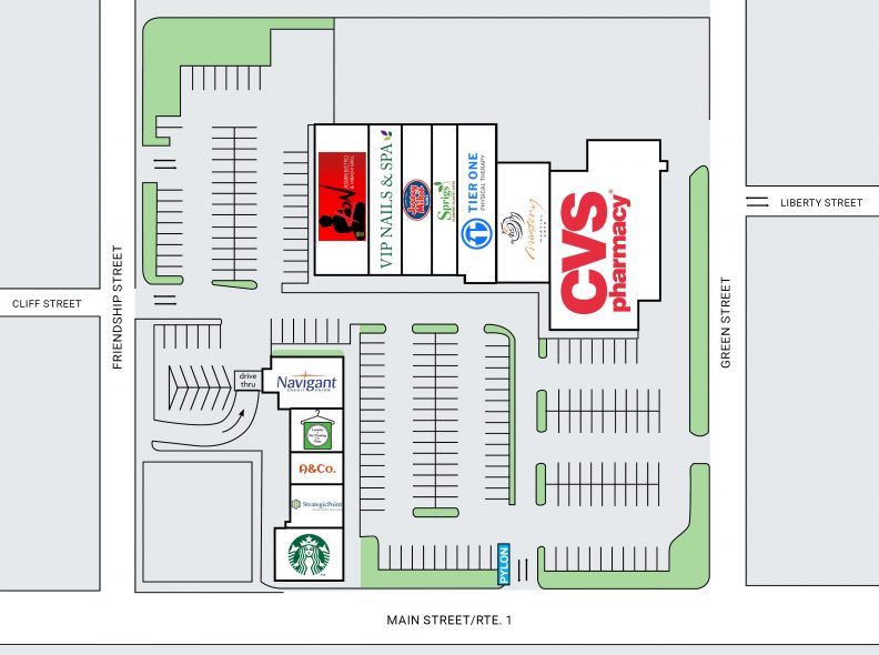 Site plan for East Greenwich Commons at 555 Main Street in East Greenwich, RI