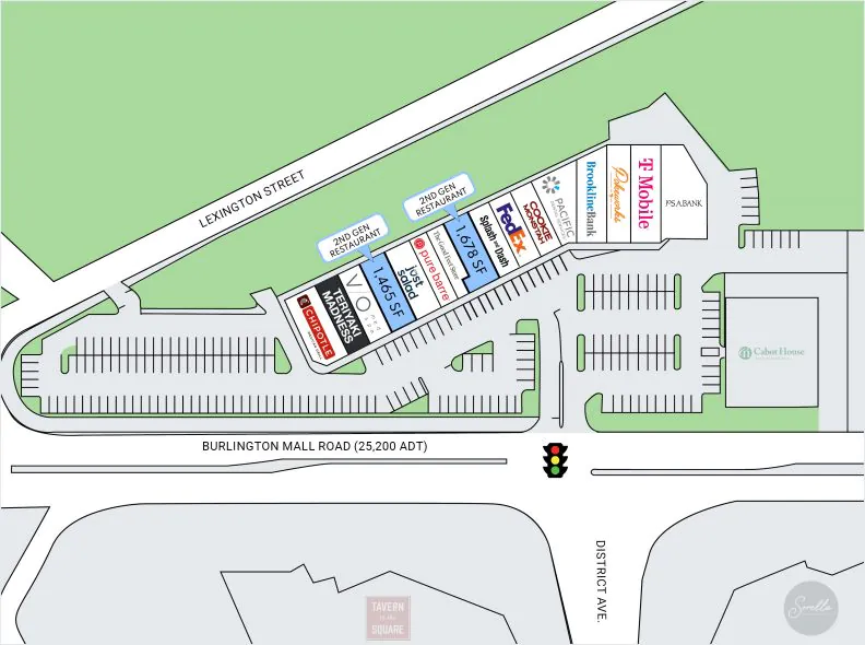 Site plan for Burlington Marketplace at 68 Burlington Mall Road in Burlington, MA