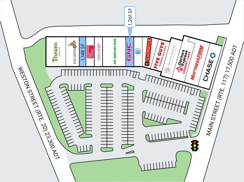 Site Plan for Mainstreet Marketplace at 1030 Main Street (Rte. 117) in Waltham, MA