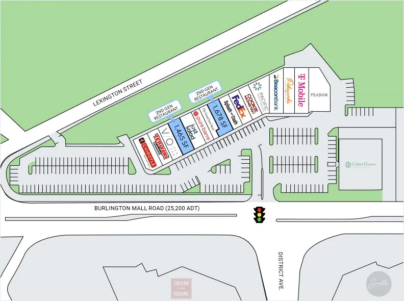 Site plan for Burlington Marketplace at 68 Burlington Mall Road in Burlington, MA
