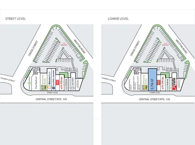 Site plan for 74 Central Street at Central Plaza in Wellesley, MA