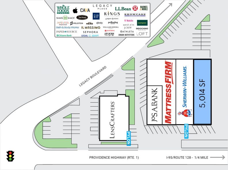 site plan for retail center at 870 providence highway in dedham