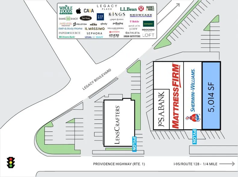 site plan for retail center at 870 providence highway in dedham