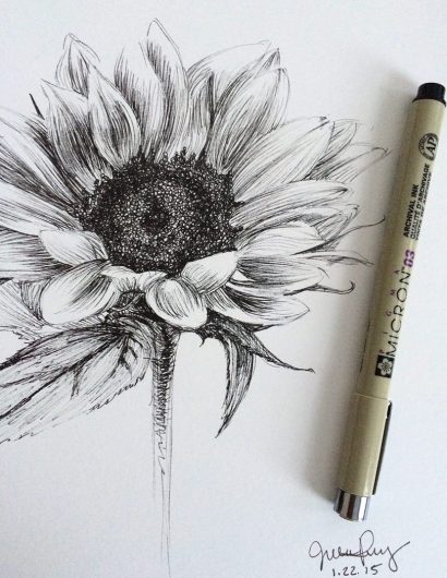 Sketch of a flower and pen