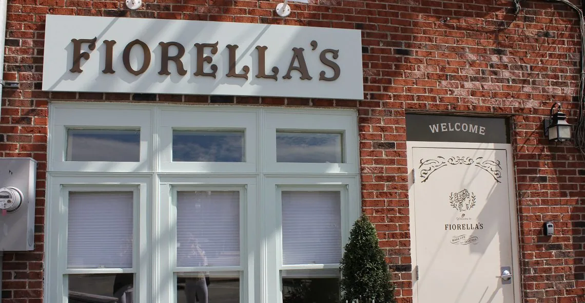 Close-up photo of Fiorella's rear exterior in Lexington