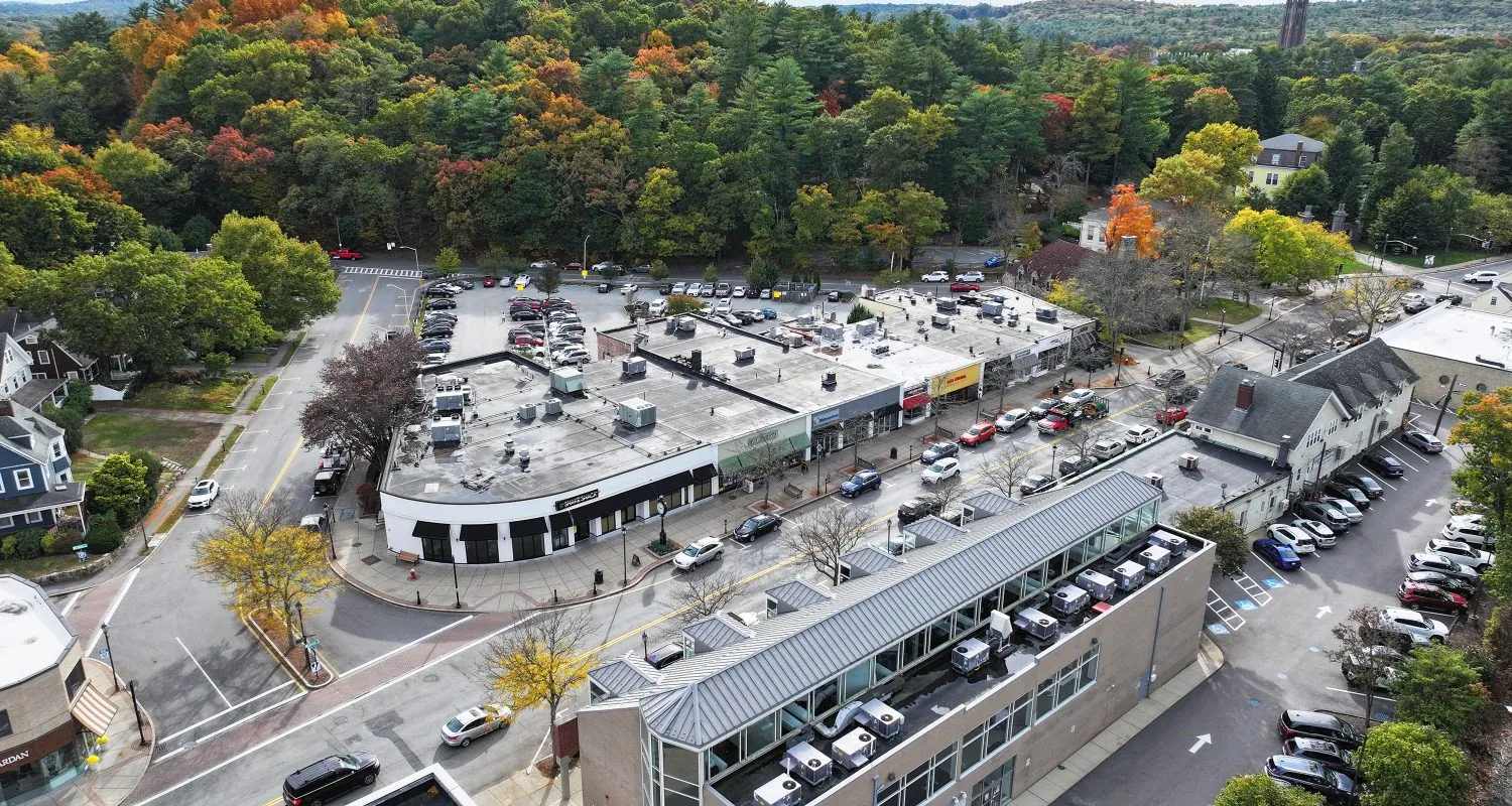 View of Central Street in Wellesley, MA