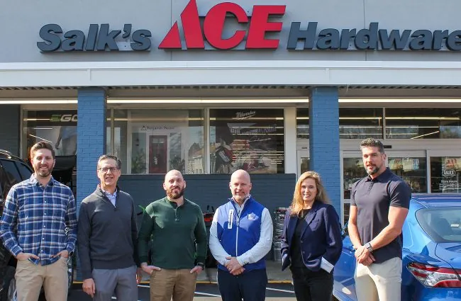 photo of group in front of salk's ace hardware in pawtucket