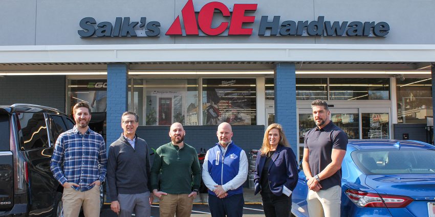 photo of group in front of salk's ace hardware in pawtucket