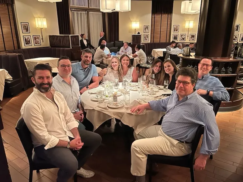 Team eating dinner together